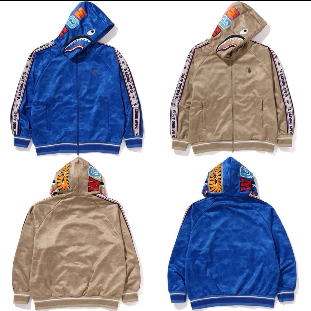 BAPE MENS SOLID CAMO JACKET‎ COAT SHARK FULL ZIP HOODIE JACKET HOODIE NWT Pick